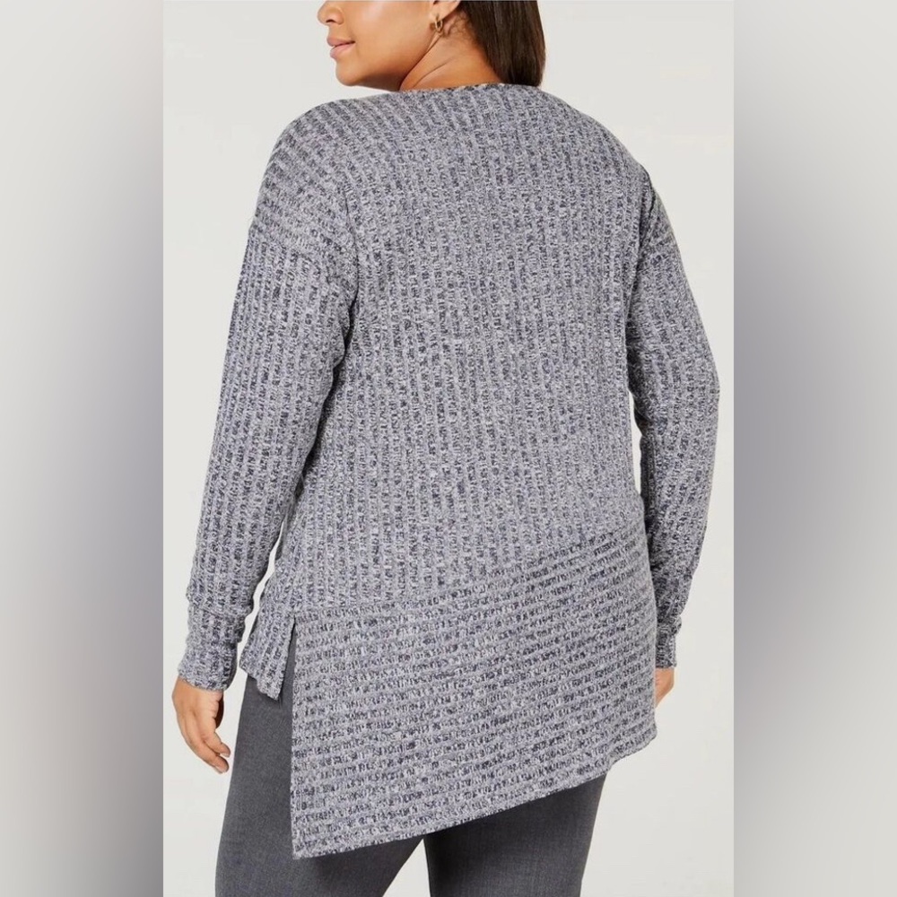 ALYX Blue Grey Ribbed Split Hem Asymmetrical Sweater